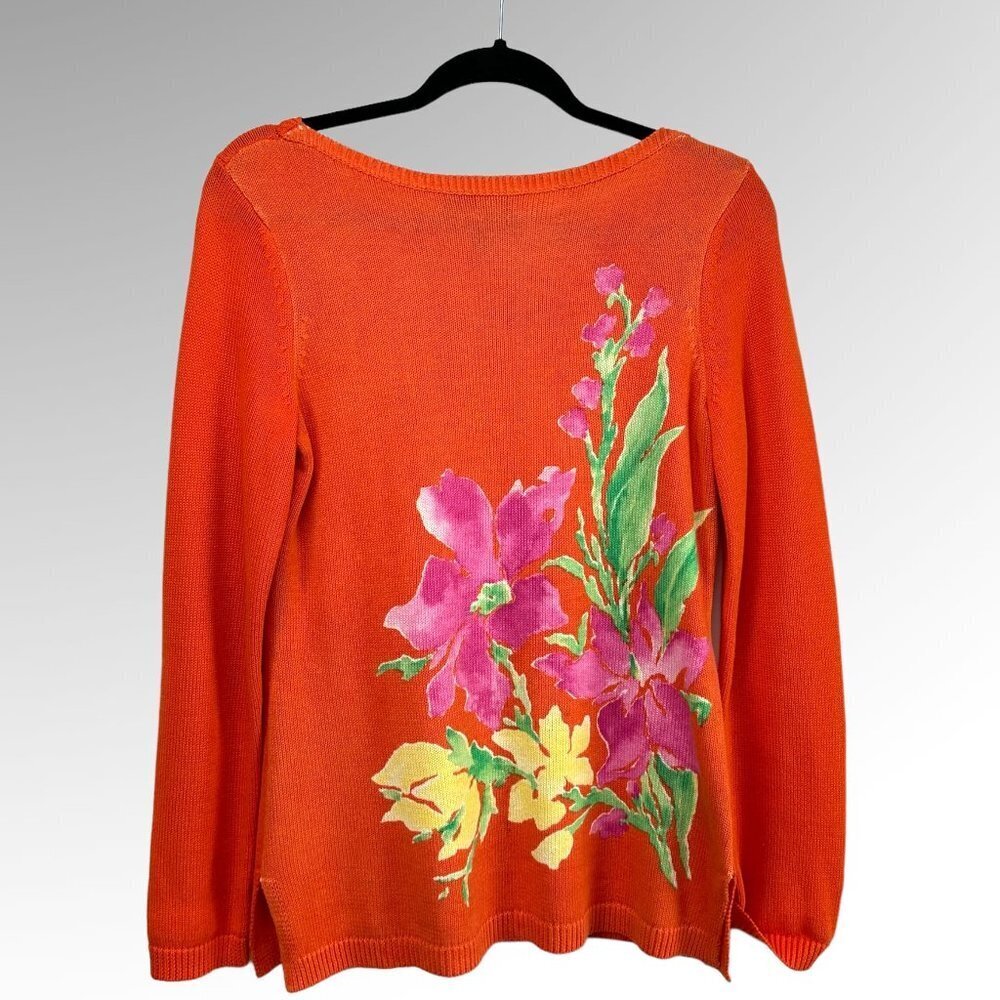 Lauren By Ralph Lauren Red Sweater With Floral Design Size M - Picture 1 of 7